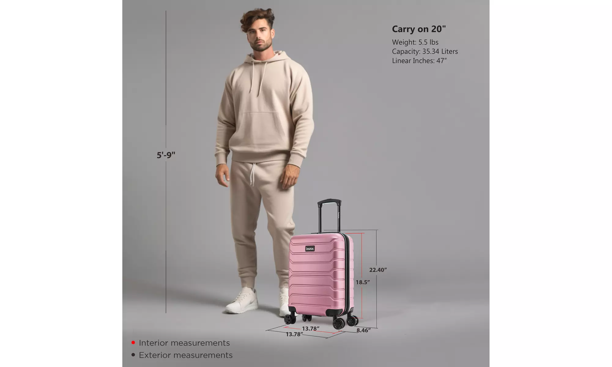 InUSA Trend lightweight hardside spinner luggage 20'', 24", 28" 