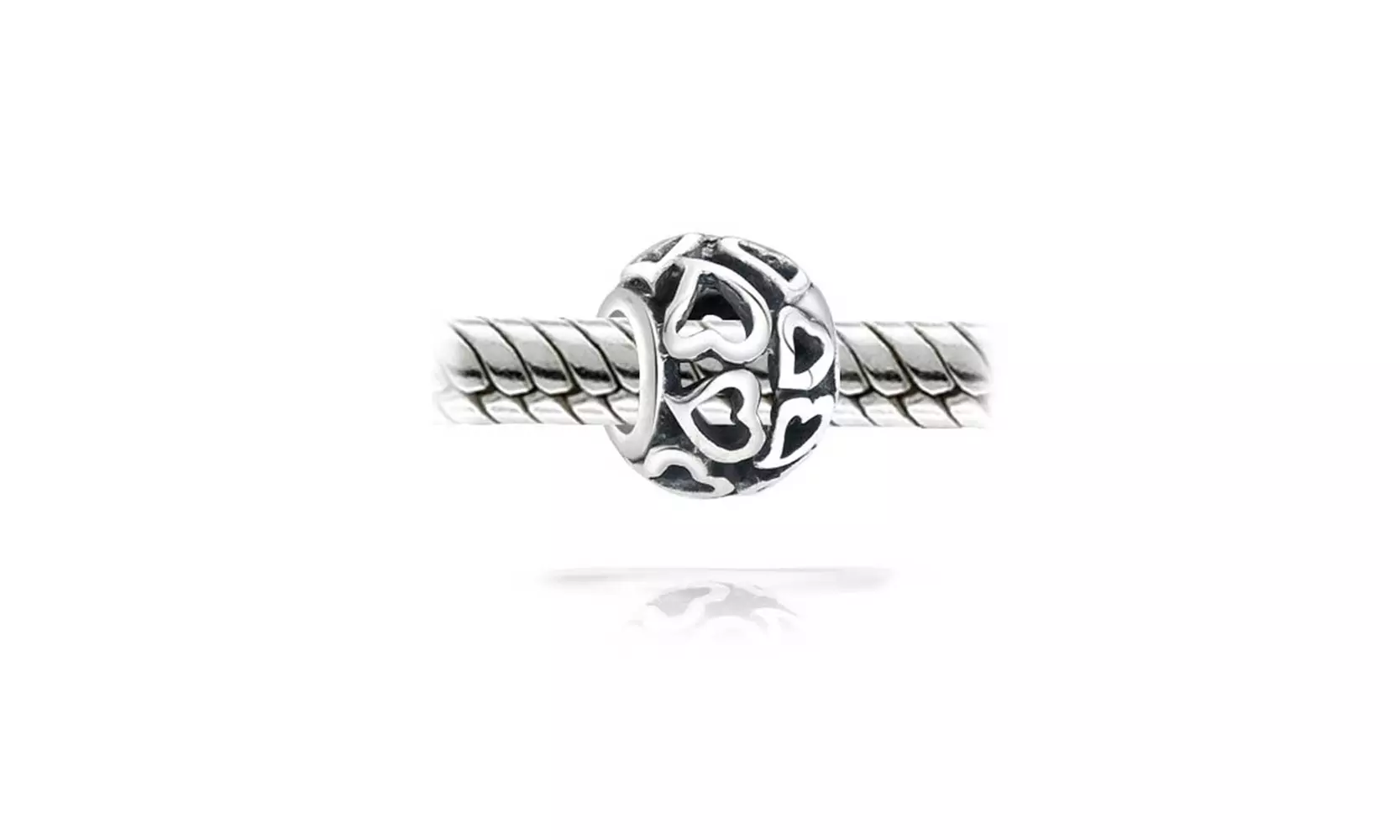 Love Valentine Multi Open Filigree Heart Charm Bead Sterling Silver - Second Medium