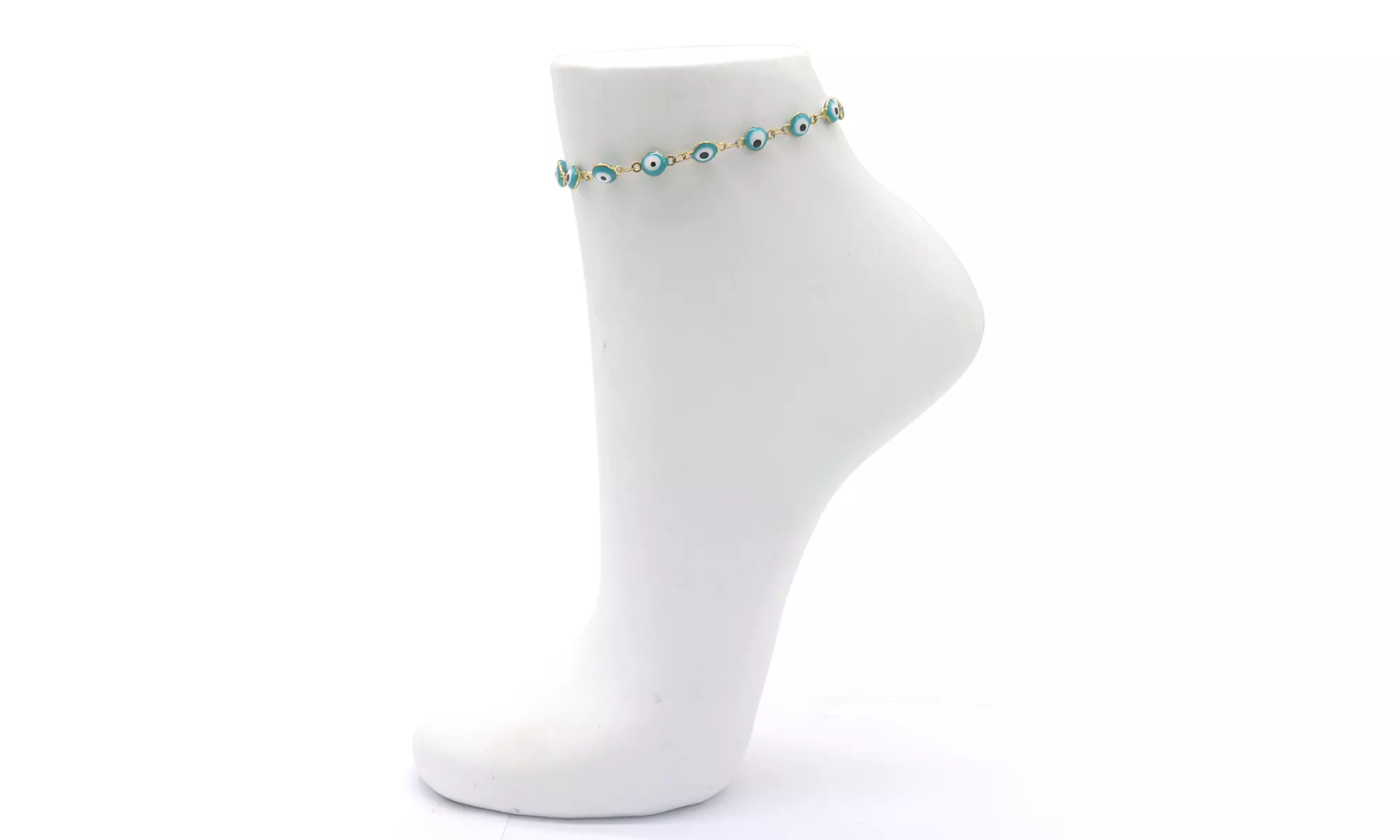 18K Gold Evil Eye Anklet - Second Medium