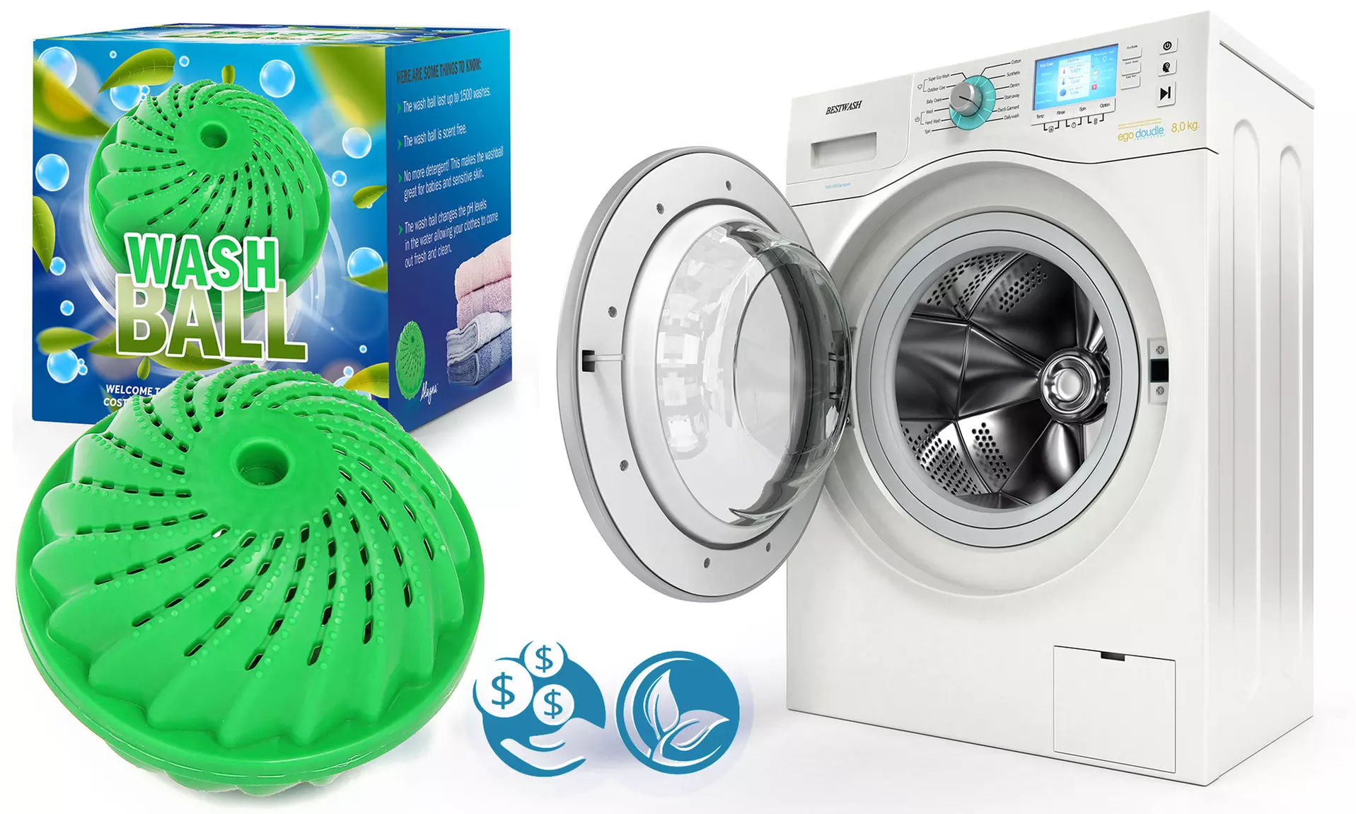 Eco Friendly Detergent-Free Laundry Wash Ball (1-Pack) - Primary Image