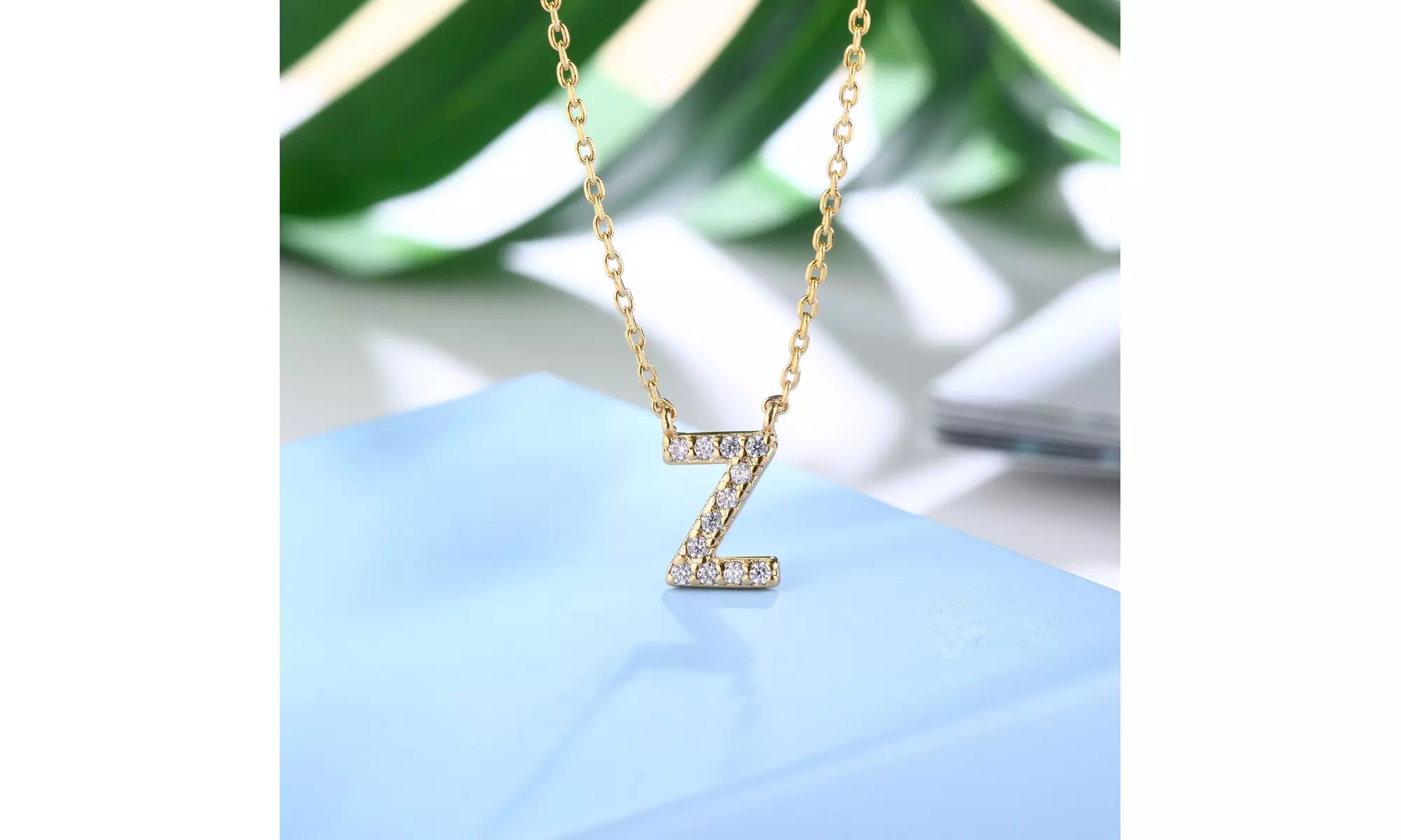 18K Gold Plated cz Initial Necklace