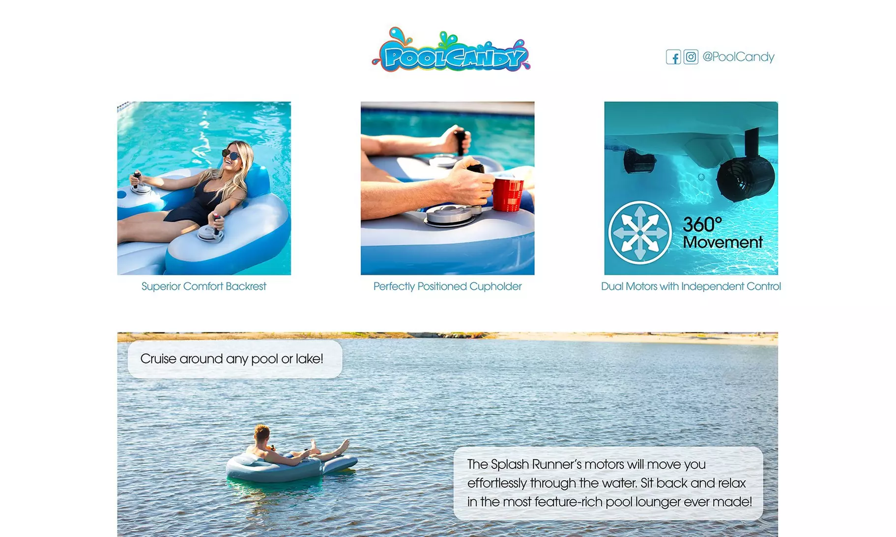 PoolCandy Splash Runner Motorized Pool Lounger 2021 Deluxe Edition  - Second Medium