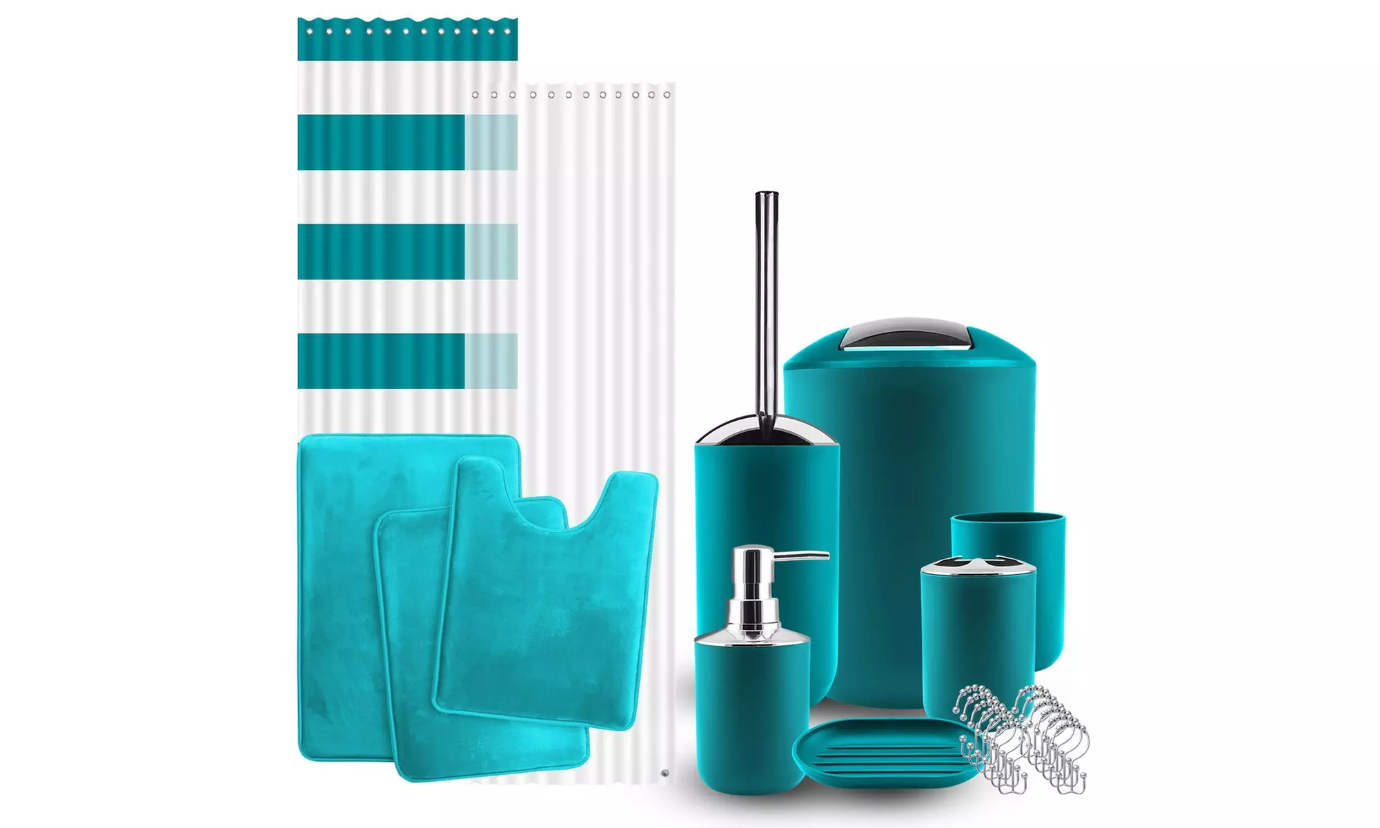 Clara Clark 12 Piece Complete Bathroom Accessories Kit with Bath Rug Set  - Primary Image