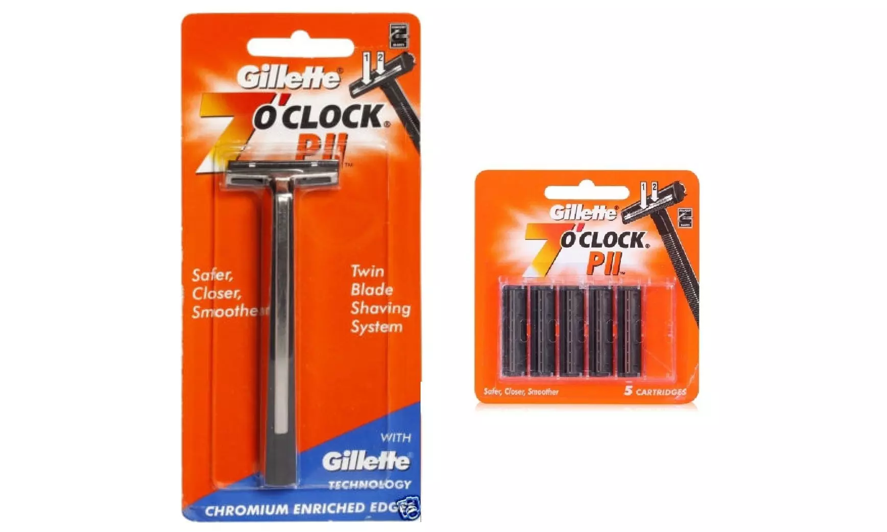 Gillette 7 O'Clock PII Trac II Razor   7 O'Clock PII 5 ct. Razor Blades  - Primary Image