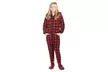 Hoodie Onesie Red & Black Buffalo Plaid Footie Pajamas for Kids - Second Medium