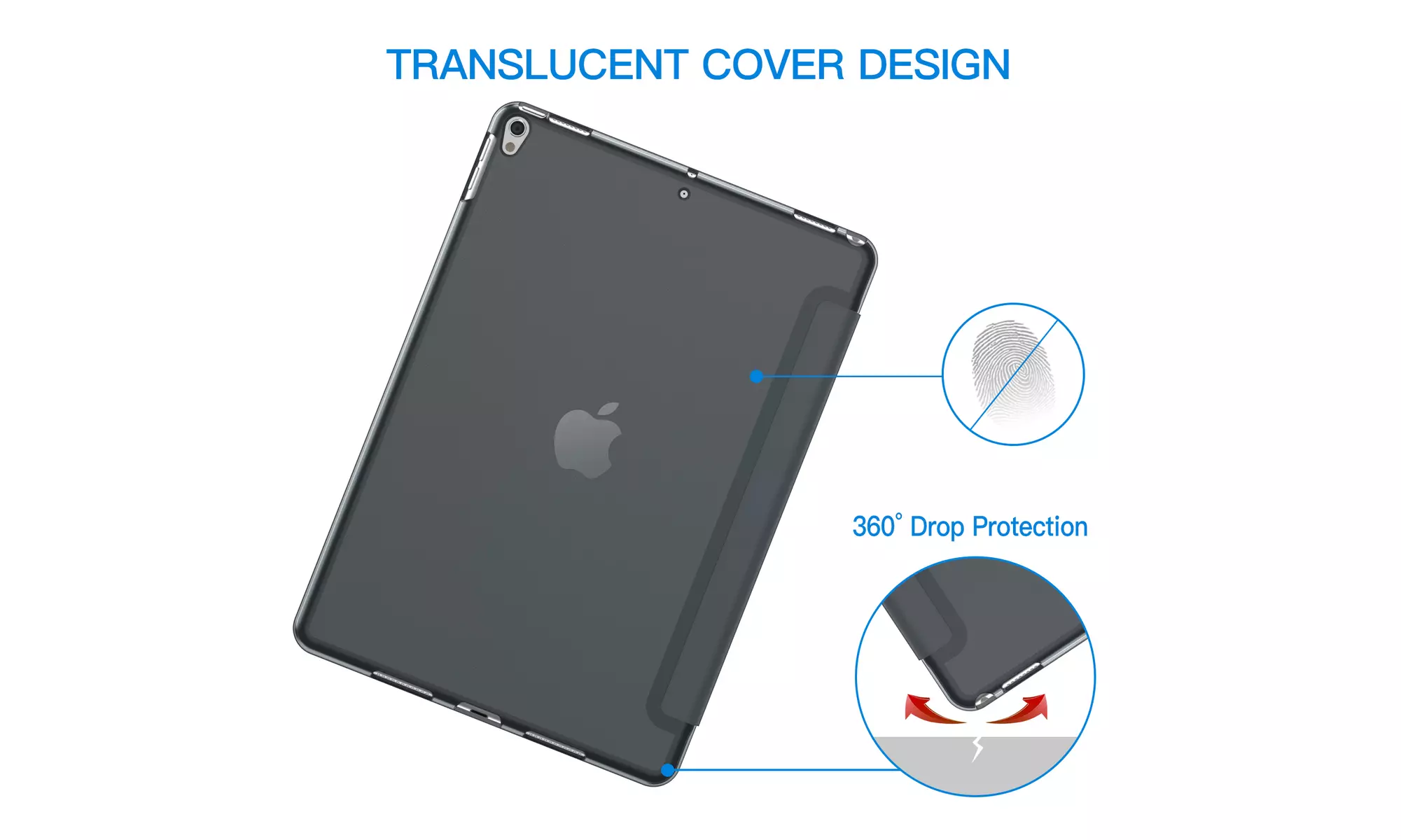 JETech Tri-fold Case for iPad Air 3 & iPad Pro 10.5'', Translucent Back Shell