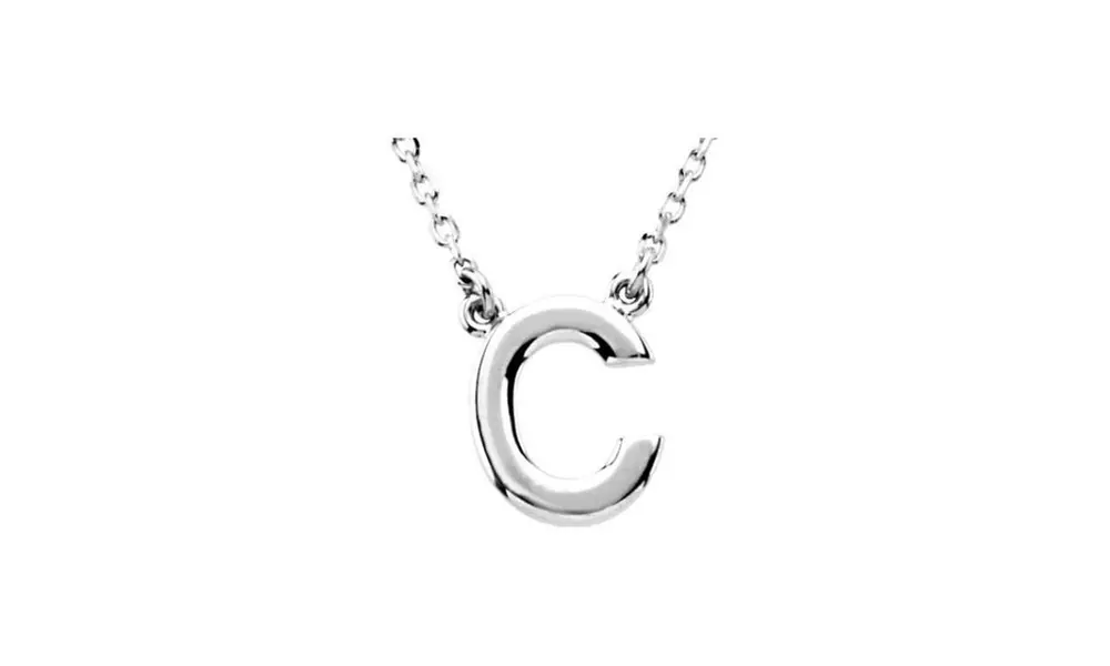 White Gold Plated Letter C Block Initial 16 Necklace - Primary Image