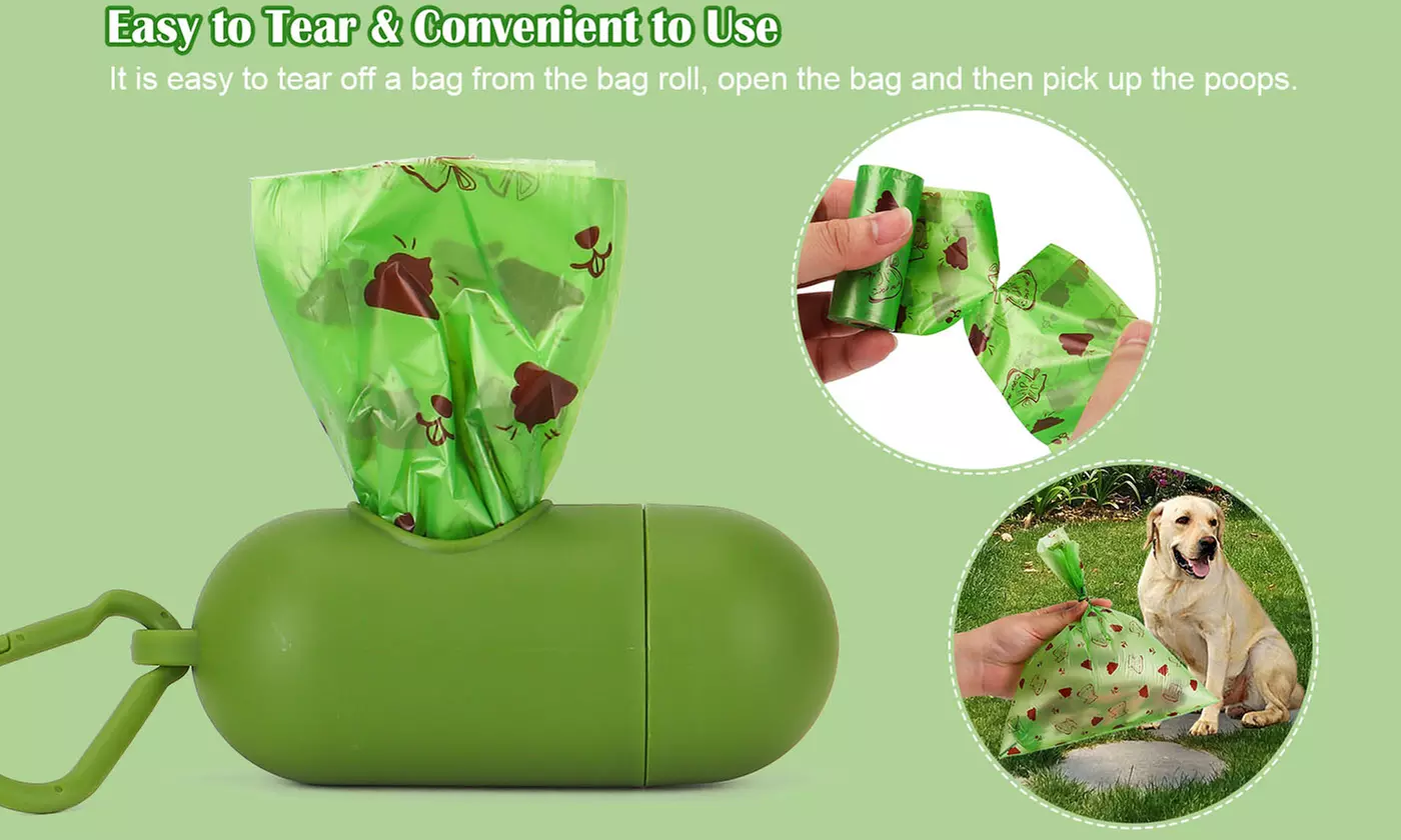 180 Count Dog Biodegradable Poop Waste Bags with Dispenser