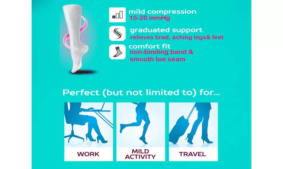 REXX Women's Patterned Knee-High Compression Socks (5-Pack)