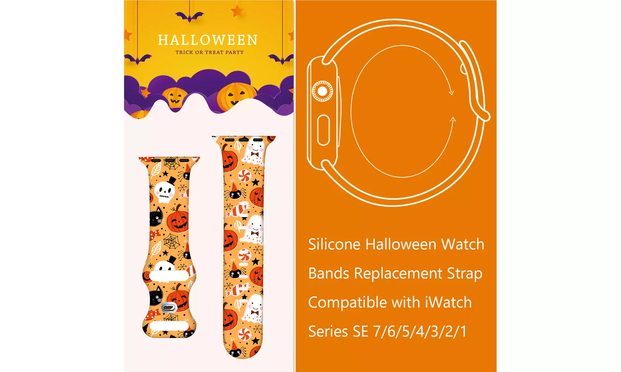 Halloween Watch Band Compatible with Apple iWatch Series SE 7 6 5 4 3 2 1