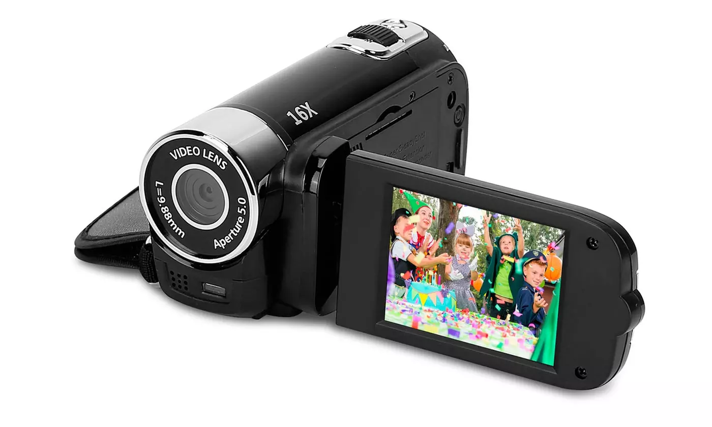iNova 16MP 1080P Kids' Digital Camcorder with 16X Zoom & Selfie Video Recorder