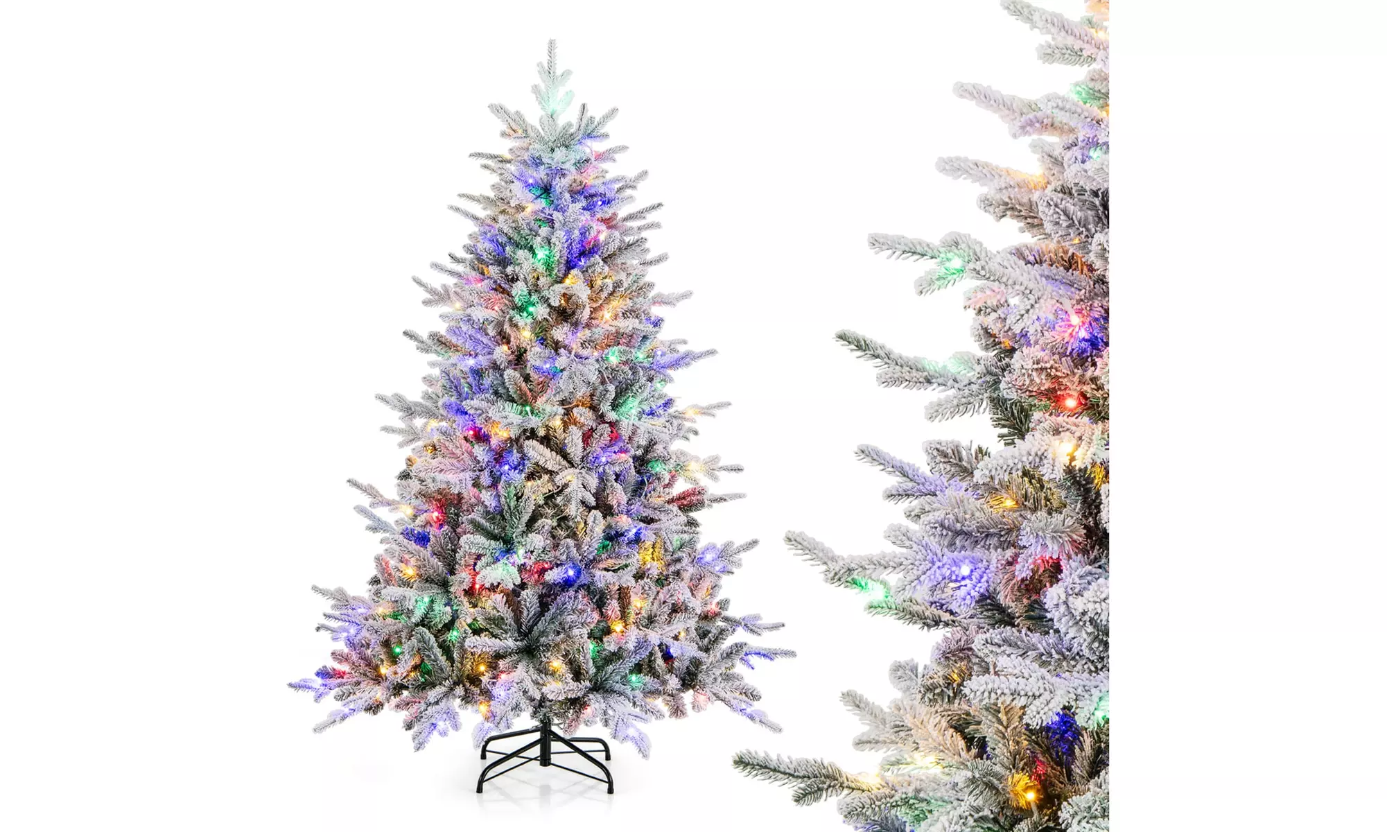 Costway 4.5/6/7 FT Christmas Tree with 8 Lighting Modes Multi-Color LED Lights