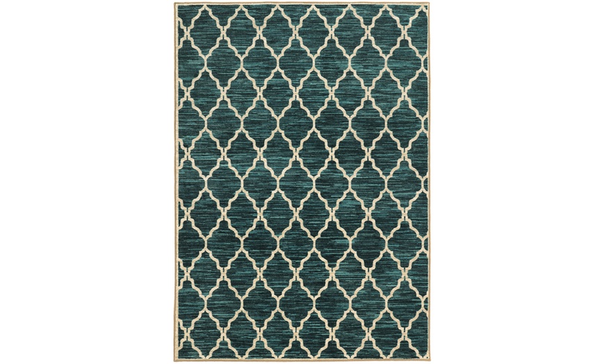 Monarch Mason Teal/ Ivory Geometric Area Rug | Groupon