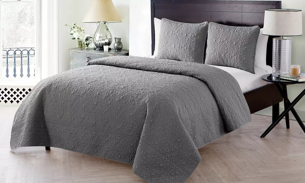 Caroline or Kaleidoscope Embossed Lightweight Quilt Set (2-, or 3-Piece) - Primary Image
