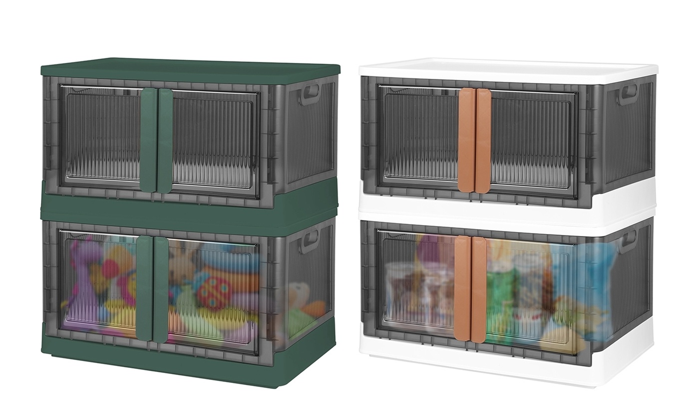 NewHome Foldable Storage Bins Collapsible Stackable Containers with Lid (2-Pack)