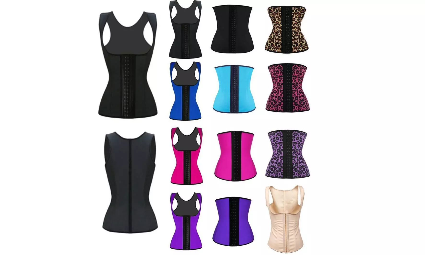 Women Latex Rubber Waist Trainer Cincher Underbust Corset Body Shaper Shapewear - Primary Image