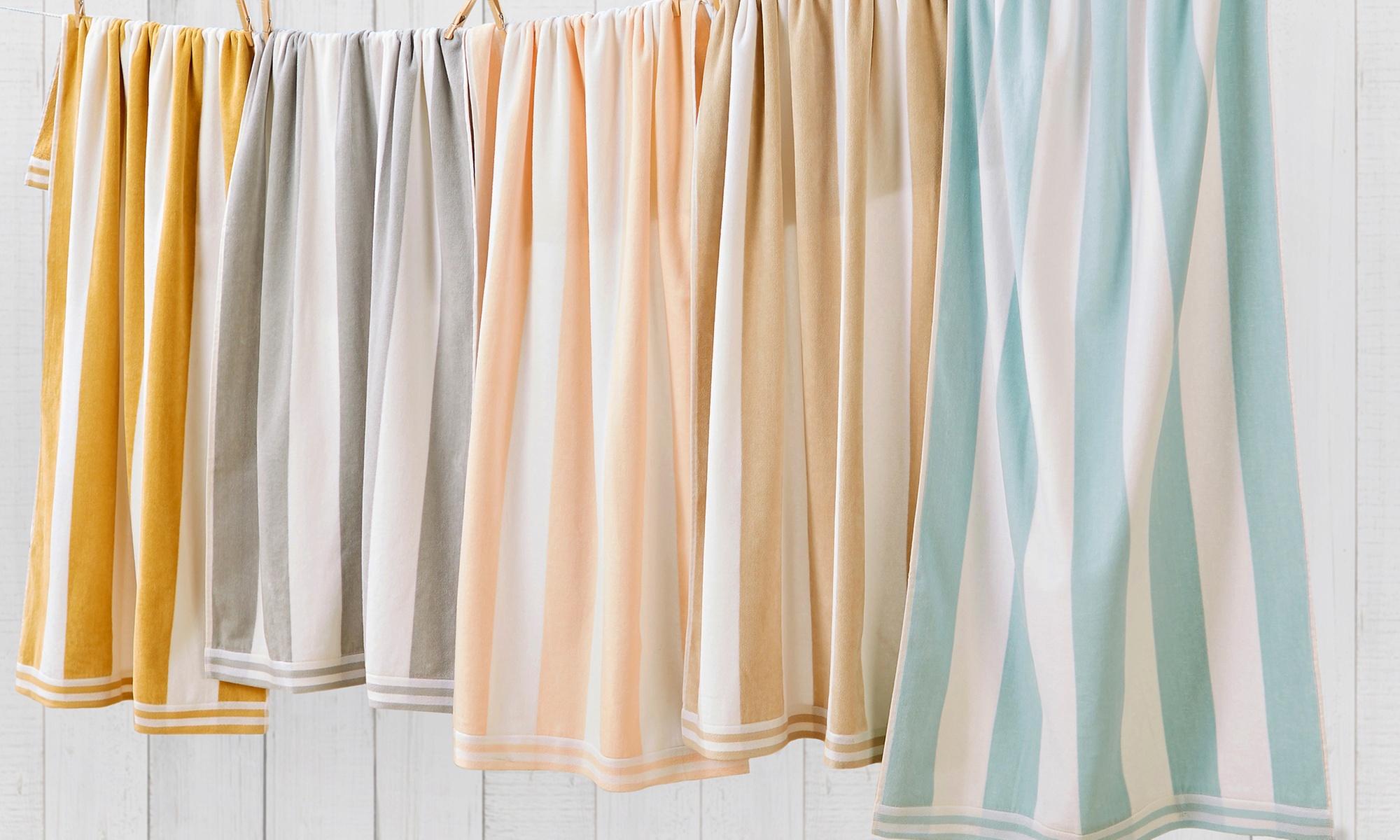 FreshFolds 100% Cotton Cabana Stripe-Design Beach Towels