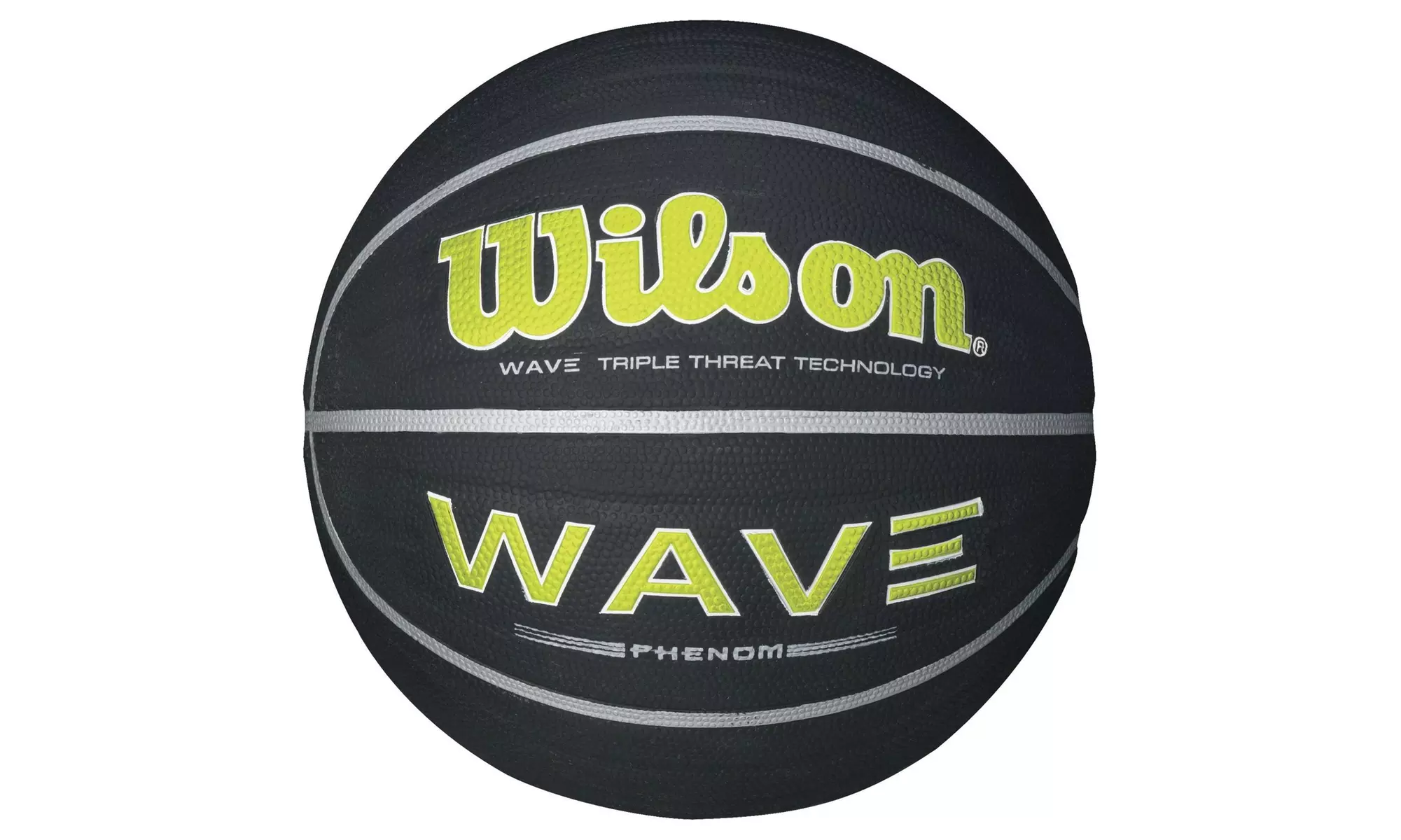Wilson Wave Phenom Black/Lime Basketball, Official Size 29.5" - Primary Image