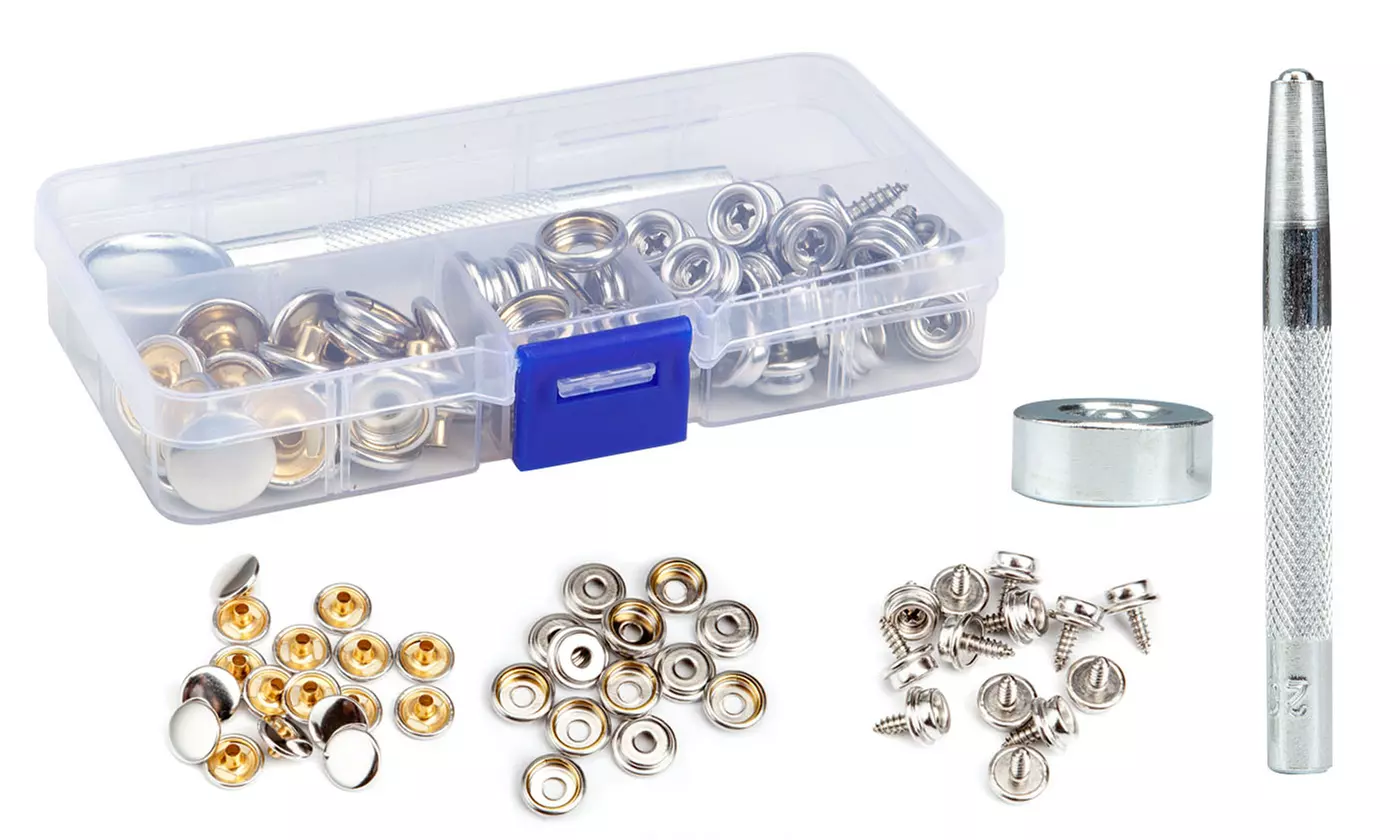 Stainless Steel Fastener Snap Press Stud Cap Button Marine Boat Canvas Set - Primary Image