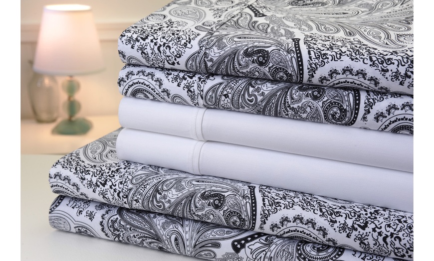 1200-Thread-Count Cotton-Rich Bibb Home Paisley Sheet Set (6-Piece ...