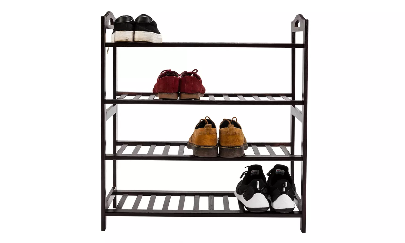 4-Tier Shoe Storage Rack Shelf Organizer Slat Bamboo Shoe Rack  - Primary Image