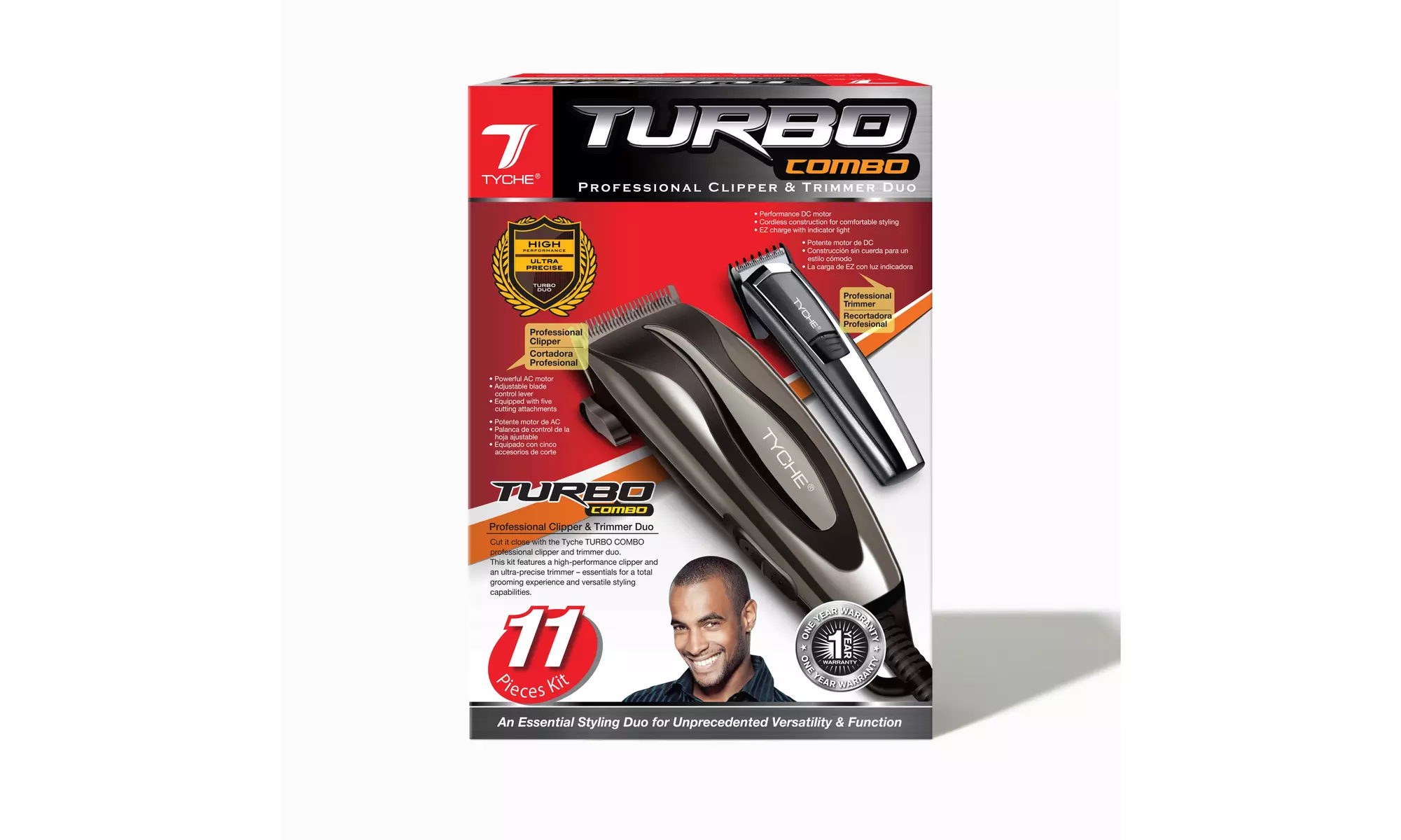 Tyche Turbo Combo Professional Clipper & Trimmer Duo, 11 Pieces kit - Primary Image