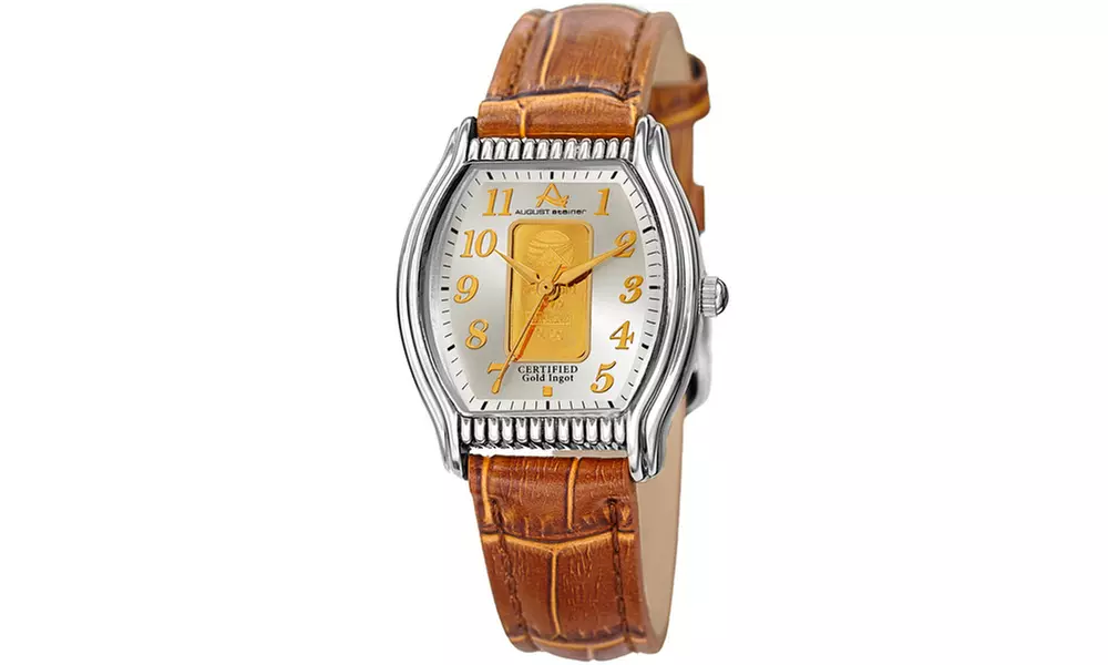 August Steiner Women's Quartz Luxury Leather Strap Watch ASGP8225 - Primary Image