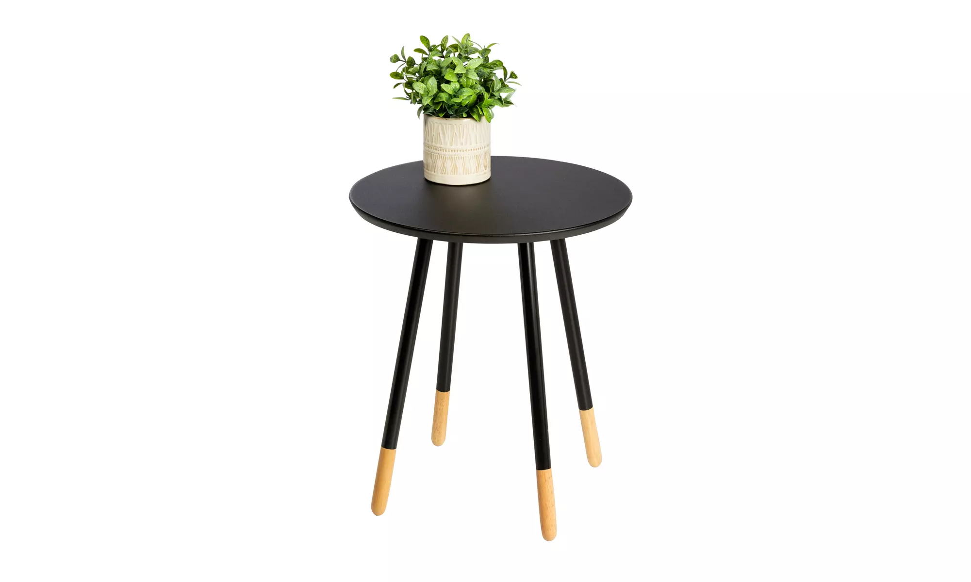 Black/Natural Round End Table - Primary Image