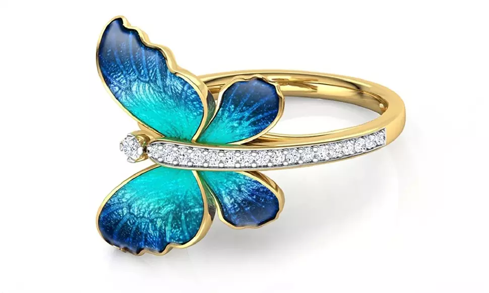 18K Gold Plated Faux Pearl and Crystal Butterfly Stud Earring or Ring
