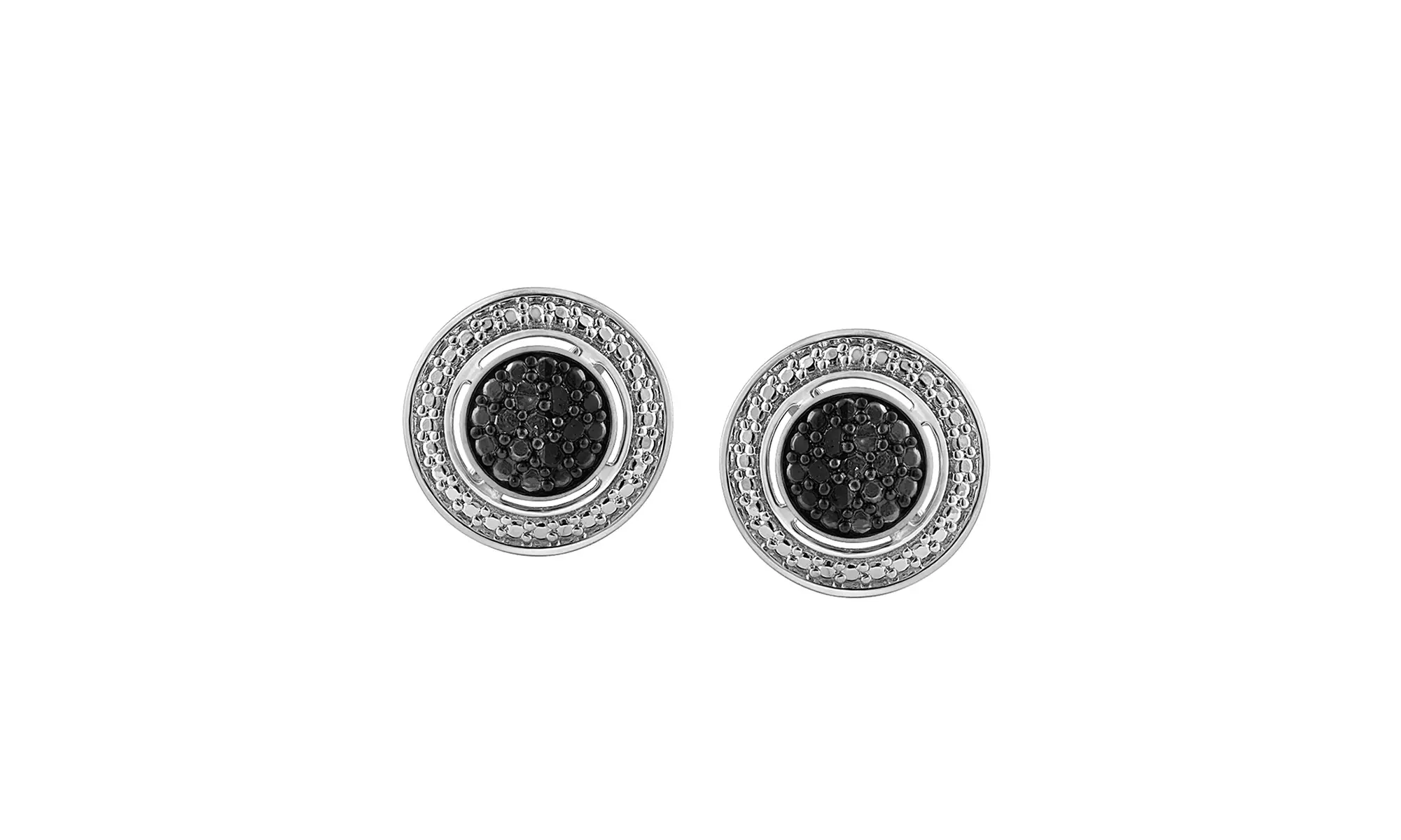 Sterling Silver 0.10 CT Black Round Halo Stud Earring Jewelry for Women