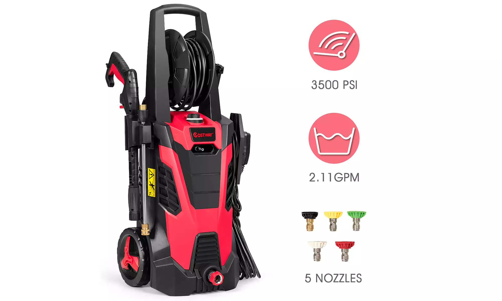 Costway 3500 PSI 2.1GPM Electric Pressure Washer High Power Water Cleaner - Primary Image