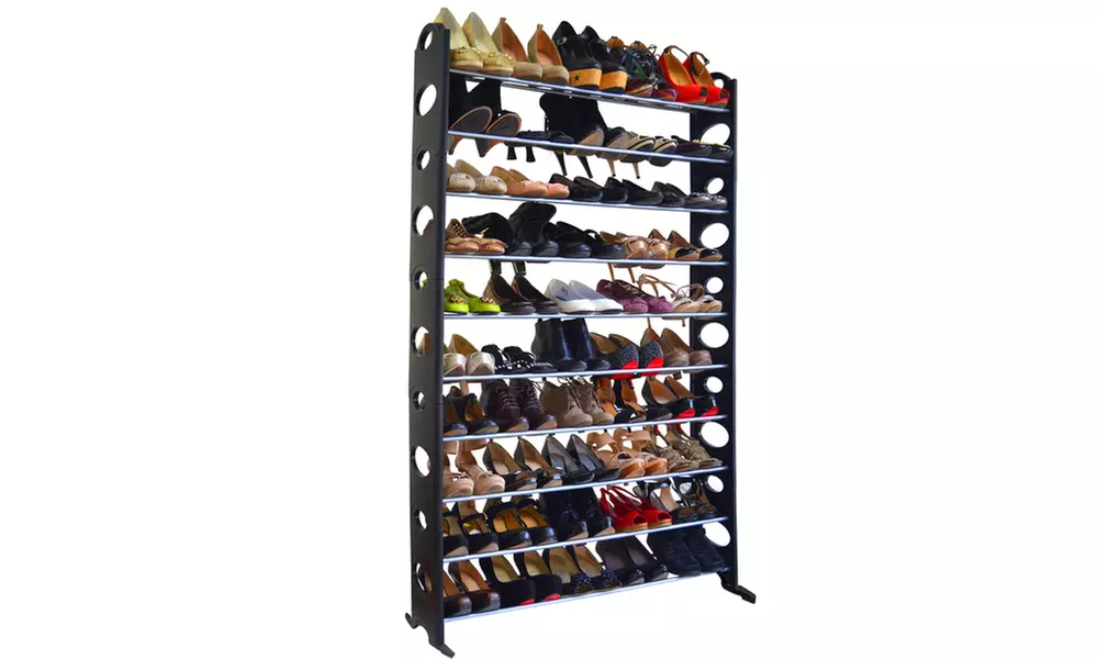 Black Stackable 2-, 4-, or 10-Tier Shoe Rack - Second Medium