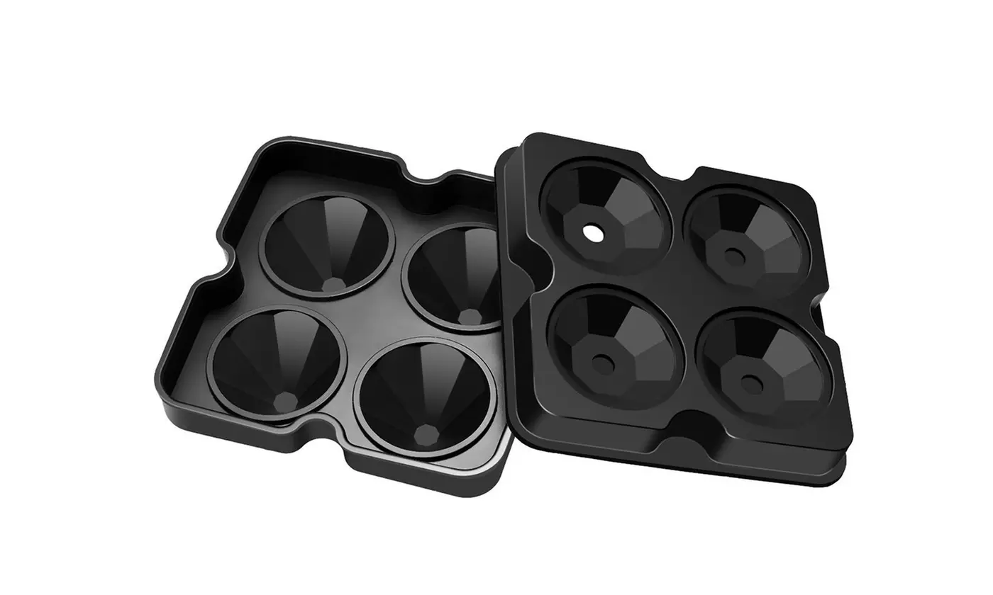 Diamond Ice Cube Maker Tray with Lid - Silicone Molds in 1, 2, or 4 pack 