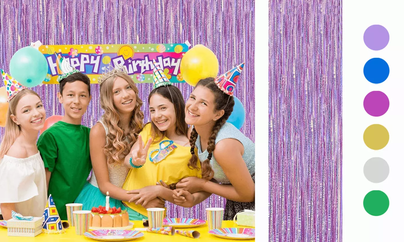 Foil Fringe Curtains Tinsel Curtain Party Photo Backdrop Party Decoration - Primary Image
