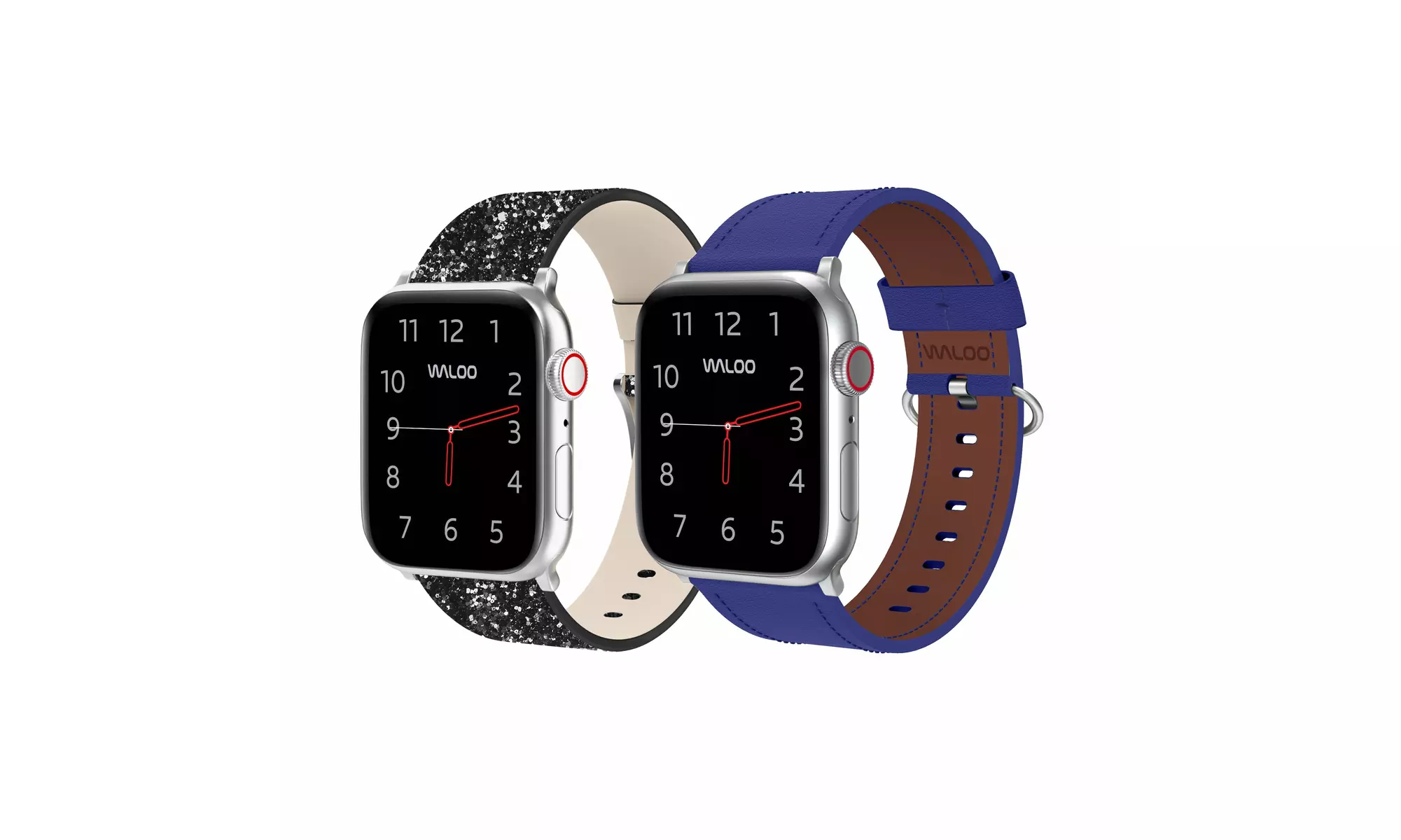 Waloo 2-Pack Leather Bling and Classic Leather Apple Watch Bands