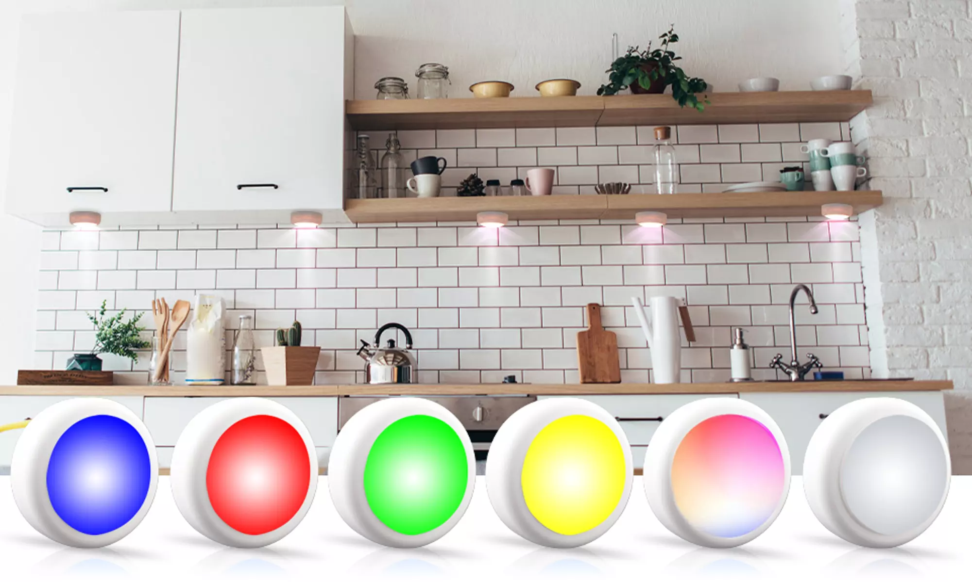 3-6Pcs Led Puck Lights 16 Color Changing Mini Night Light with Remote Control - Primary Image