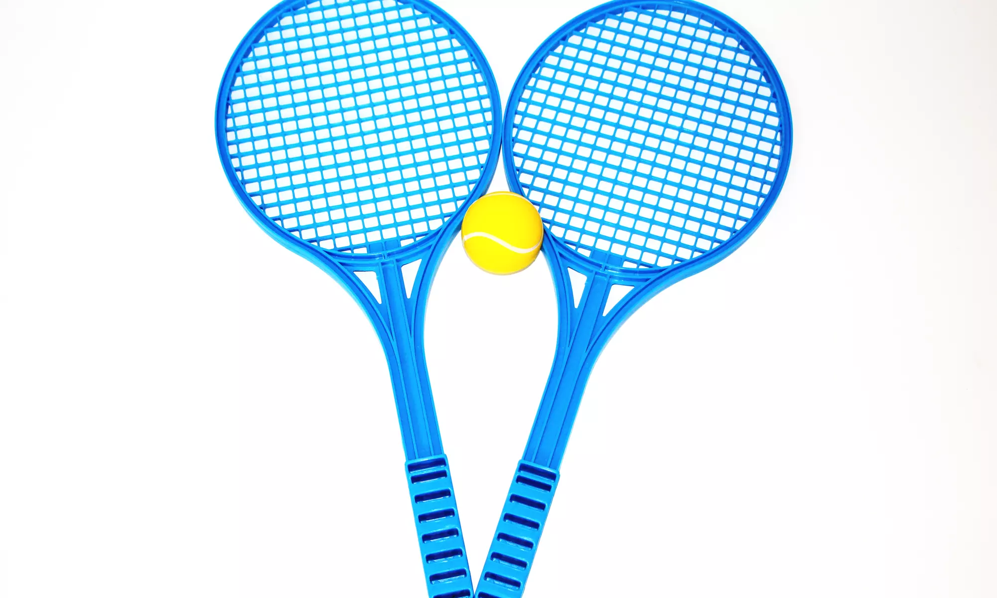 Fun Set of 2 Plastic Tennis Rackets with One Ball for Children, Outdoor/Indoor - Second Medium