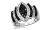 Jewelonfire 1 CT Black & White Diamond Marquise Shape Ring in SS 11820