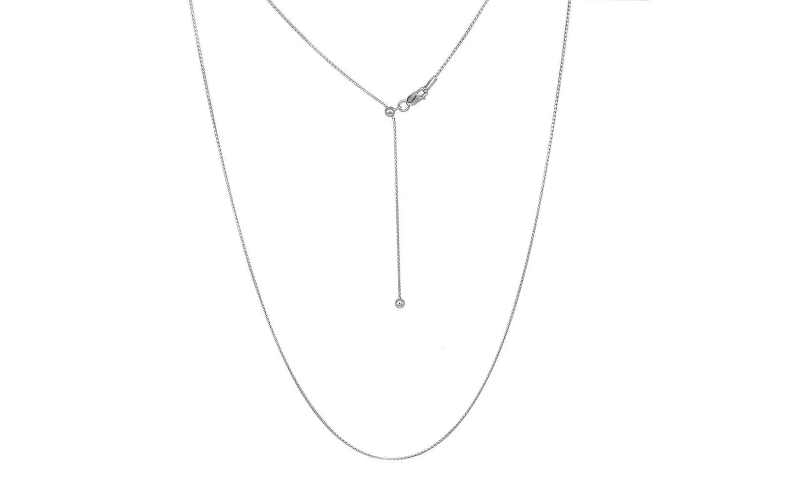 Italian Sterling Silver 24" Adjustable Diamond Cut Snake Chain  - Primary Image
