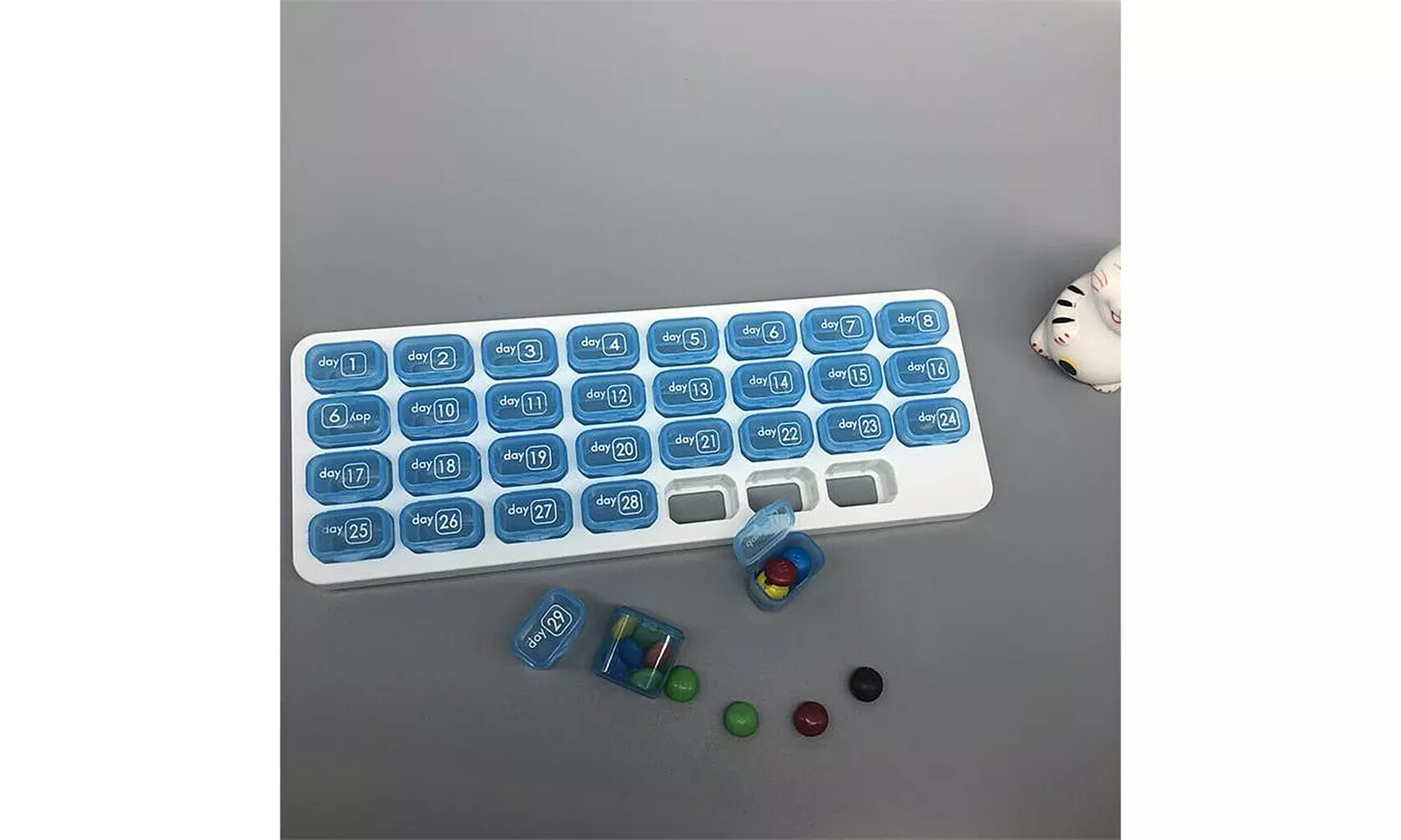 31 Day Monthly Pill Organizer Medication Pod Compartment Planner Box Plastic