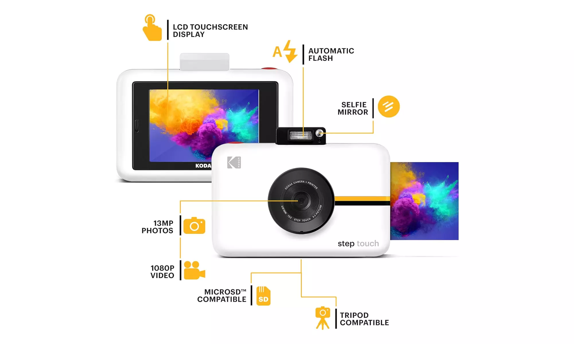 Kodak Step Touch 13MP Instant Camera with 3.5" LCD Touchscreen Display Go Bundle