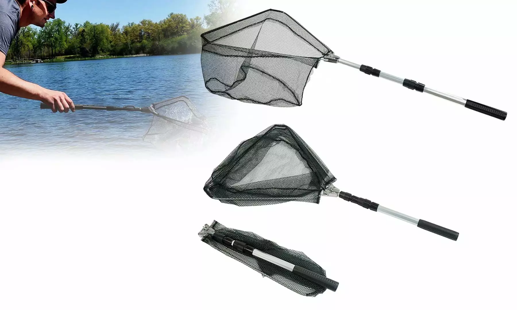 Fishing Landing Net with Telescoping Pole Handle Fishing net for Safe Fishing - Second Medium