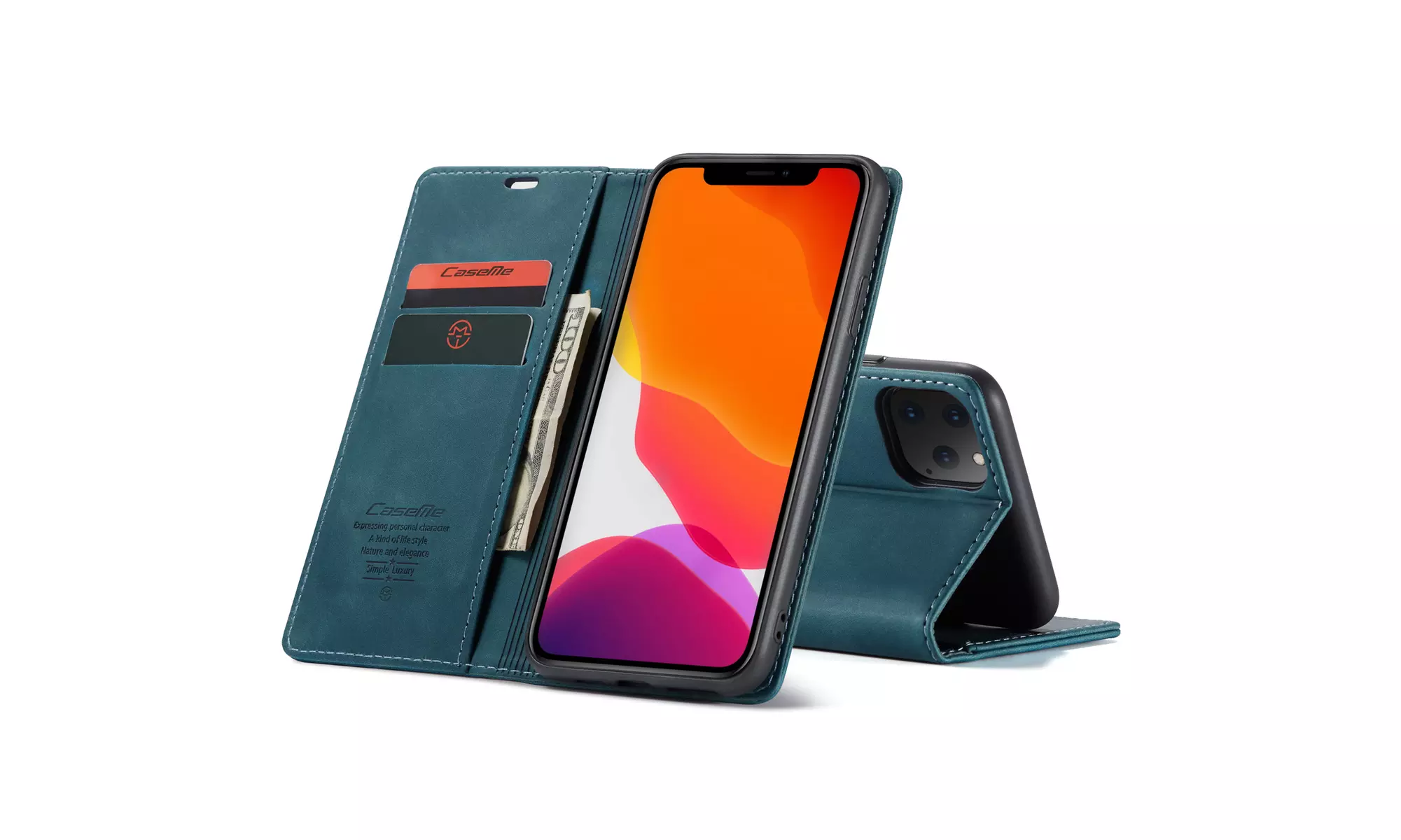 CASE ME Flip Wallet Case With Card Solt For iPhone 11,11 Pro or 11 Pro Max