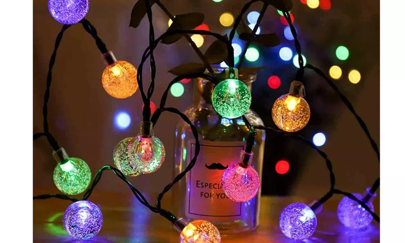 LED Solar String Ball Lights Outdoor Waterproof Garden Yard Decor