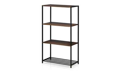 Furinno Modern 4-Tier Storage Shelves, Dark Walnut