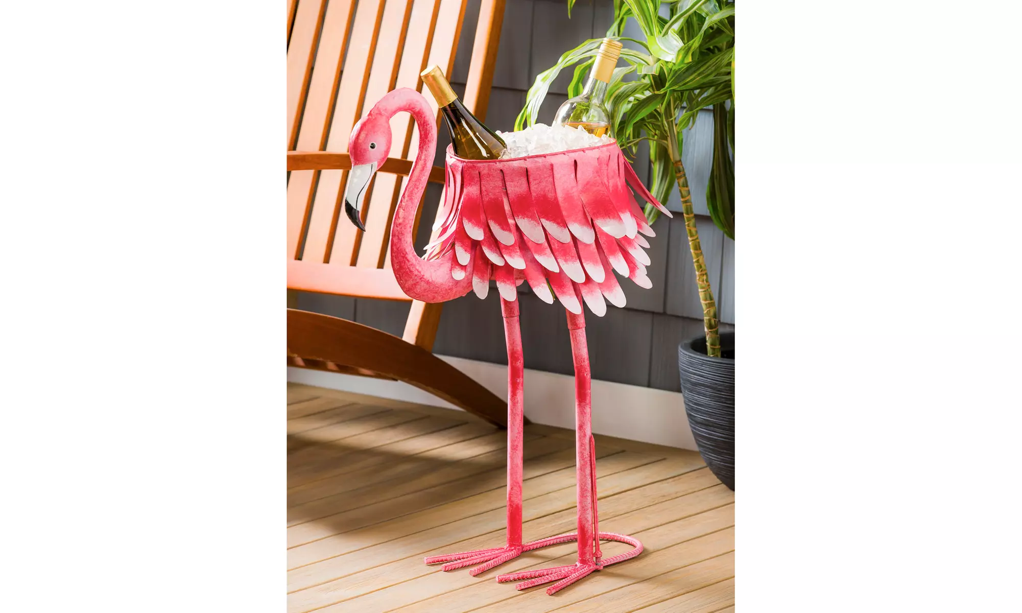 Metal Flamingo Chiller/Planter - Primary Image