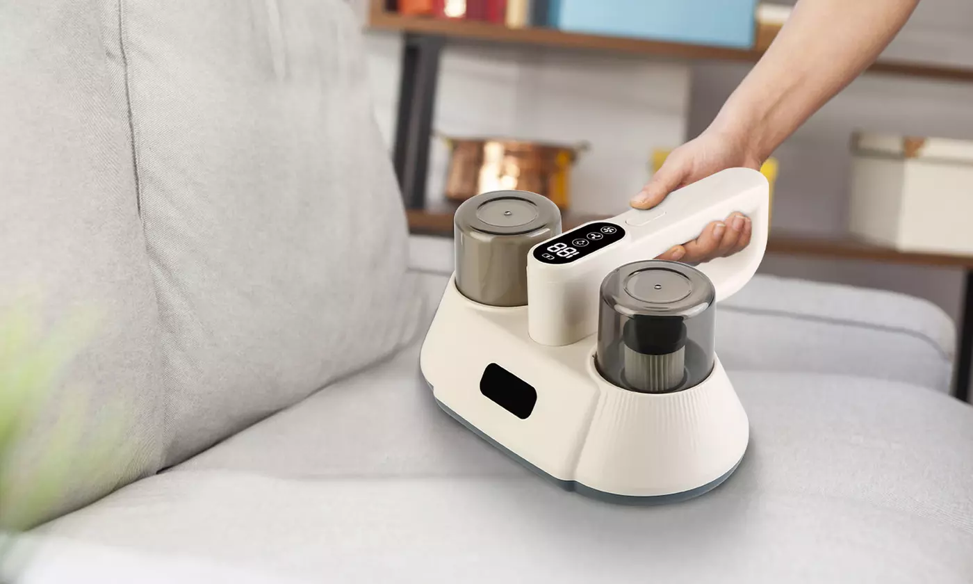 NewHome Cordless Bed Vacuum with UV-C Sanitization and Double-Cup Filtration