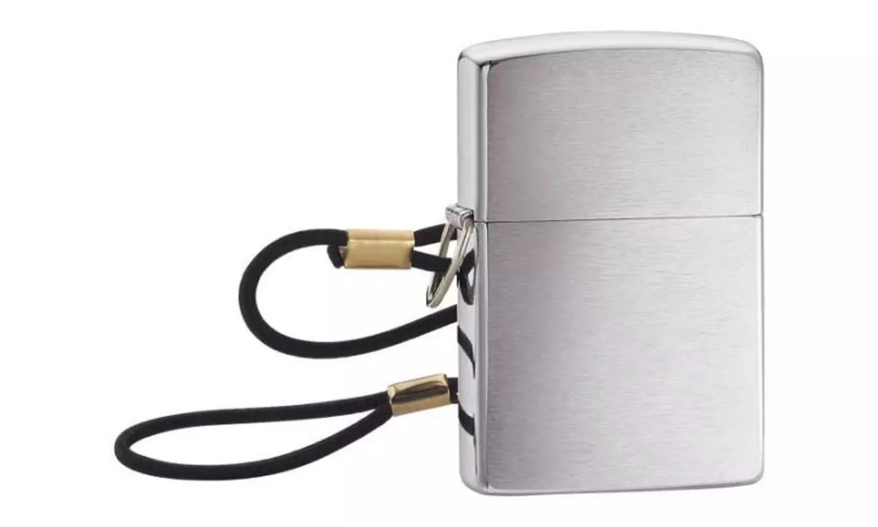 (DC) Zippo Brushed Chrome Lighter, Lossproof w/ Lanyard #275 - Primary Image