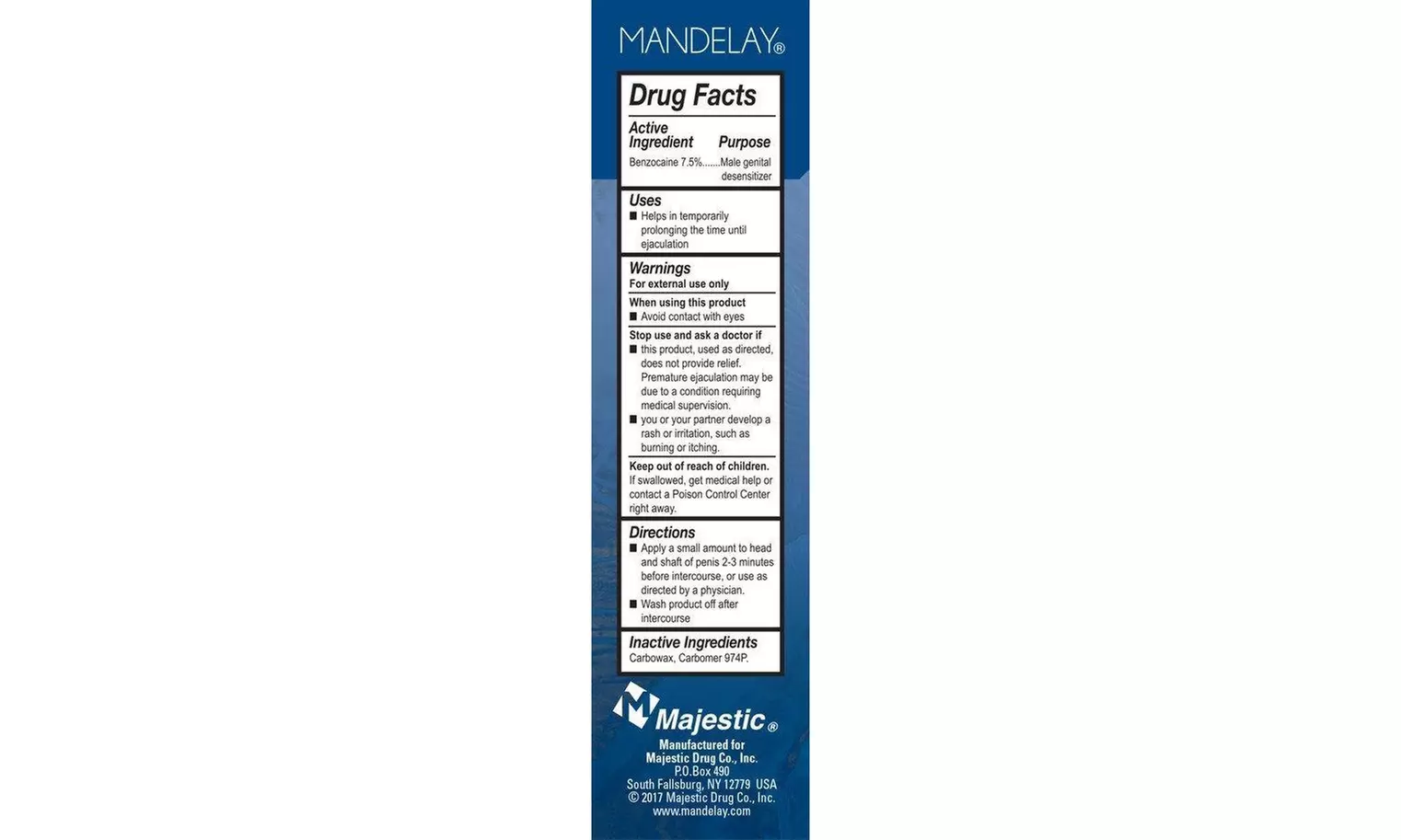 New High Quality Durable Mandelay Male Genital Desensitizer 1 oz - Second Medium
