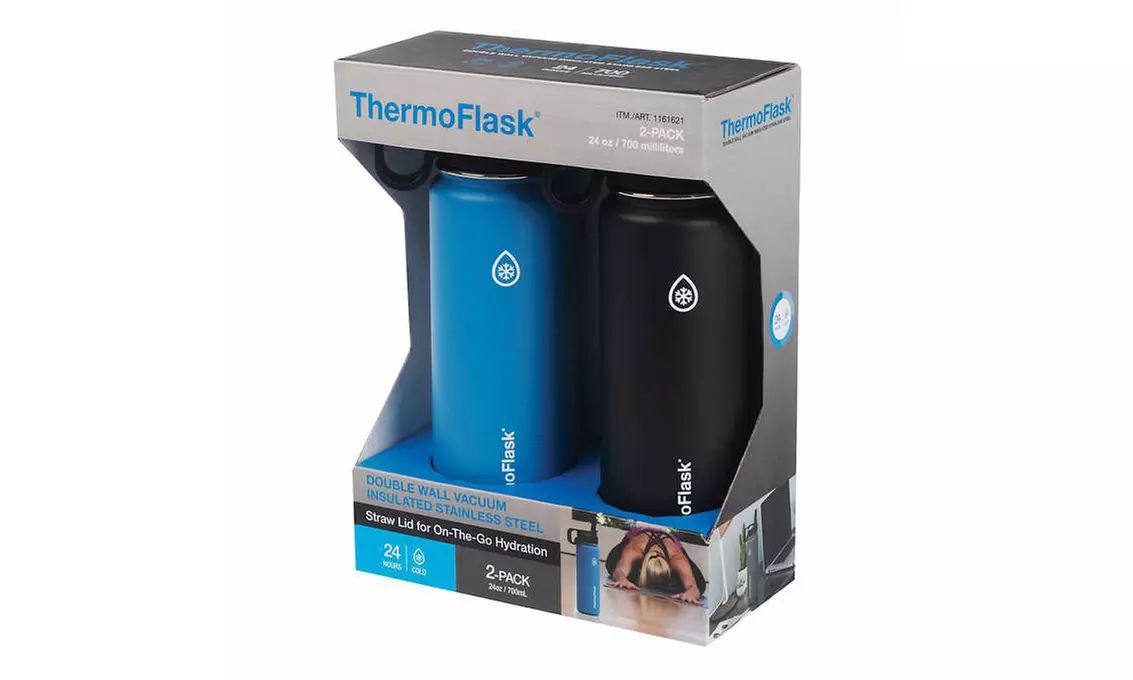 Thermoflask Stainless Steel 24oz Water Bottle with Straw Lid - 2-pack - Primary Image